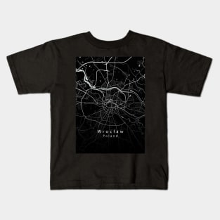 Wroclaw Poland City Map dark Kids T-Shirt